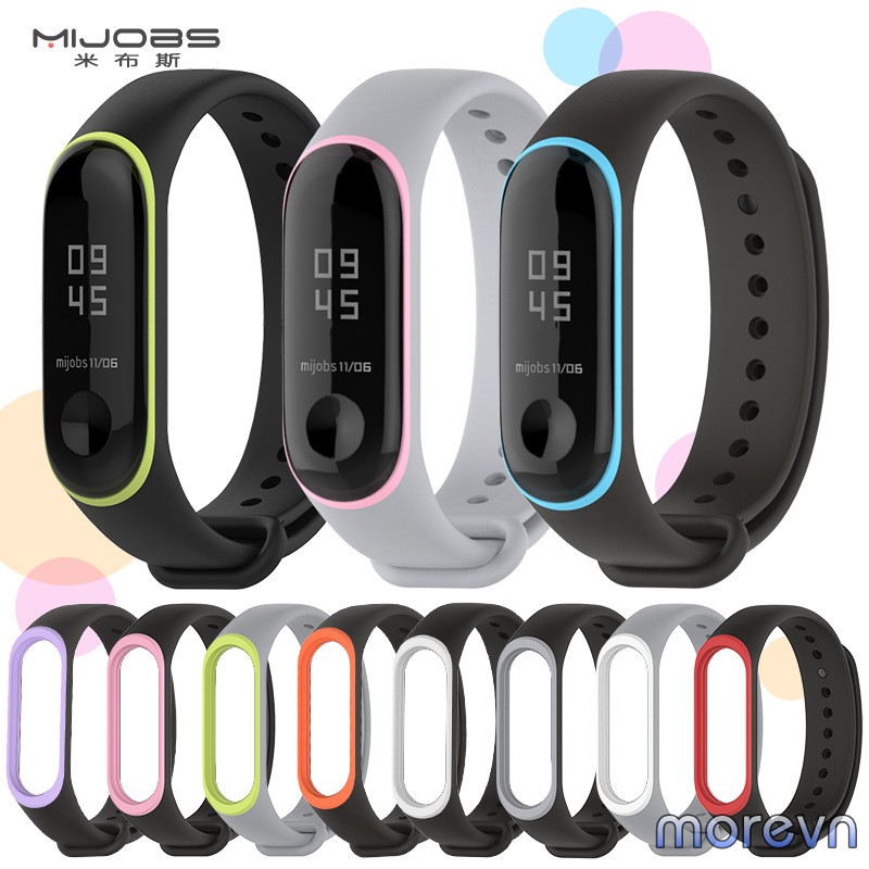 Dây đeo cao su viền màu Mi band 3, Mi band 4 chính hãng Mijobs - dây đeo cao su thay thế miband 3, miband 4 (Mijobs)