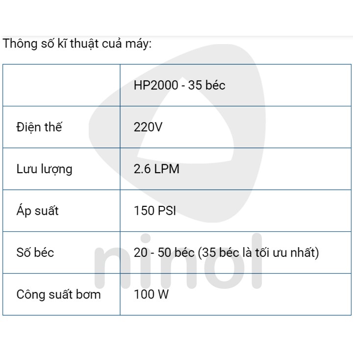 Máy phun sương Hawin HP 2000-35 béc