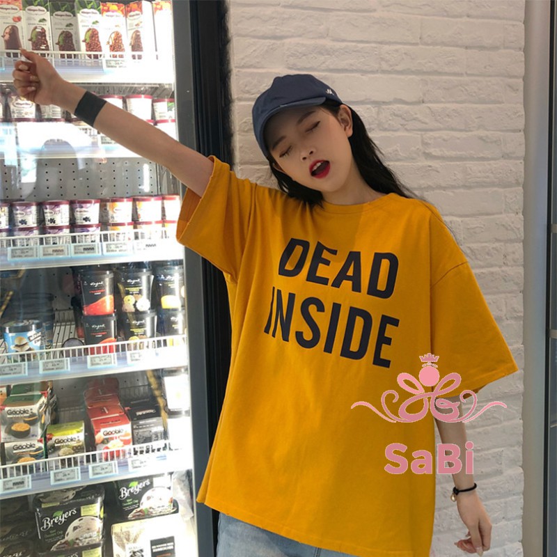 [Mã WARN10 giảm 10k đơn 99k] Áo thun tay lỡ form rộng unisex 100% COTTON - Áo phông nữ DEAD INSIDE SABI SHOP | BigBuy360 - bigbuy360.vn