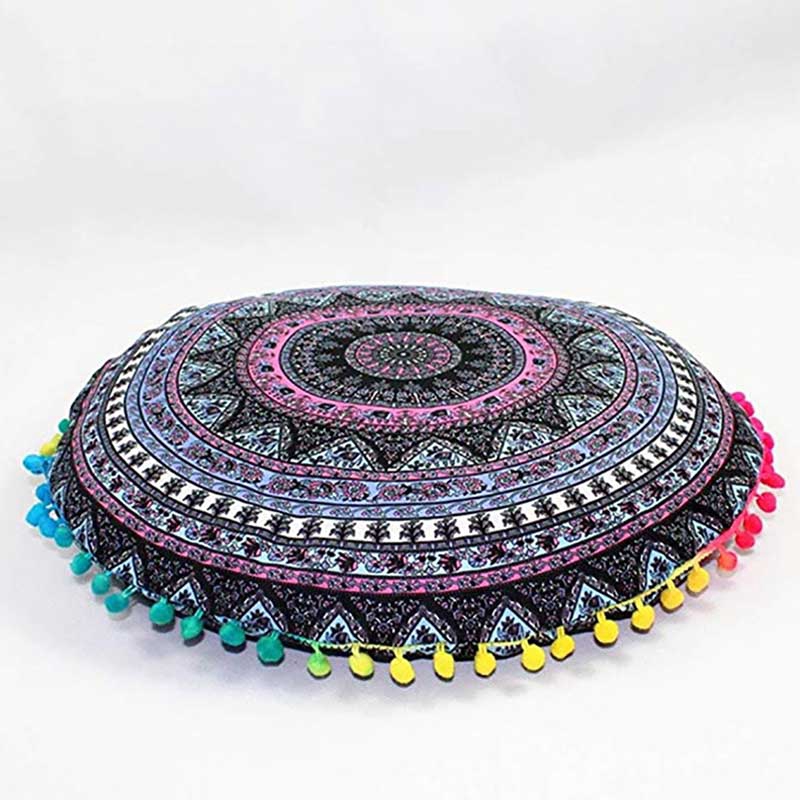 Vỏ gối hình tròn họa tiết hoa phong cách Bohemian