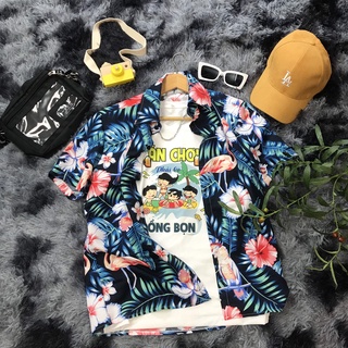 Áo sơ mi đi biển, bộ đồ đôi hoa quả hoạ tiết