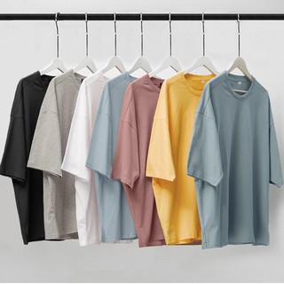 Áo thun trơn basic tay lỡ cổ tròn