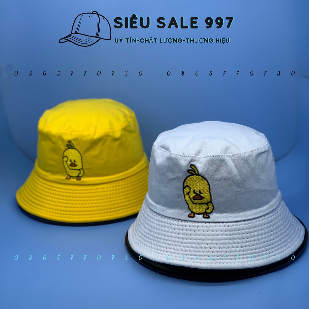 MŨ BUCKET ĐỘI 2 MẶT THÊU CHÚ VỊT SIÊU DỂ THƯƠNG UNISEX THỜI TRANG NAM NỮ