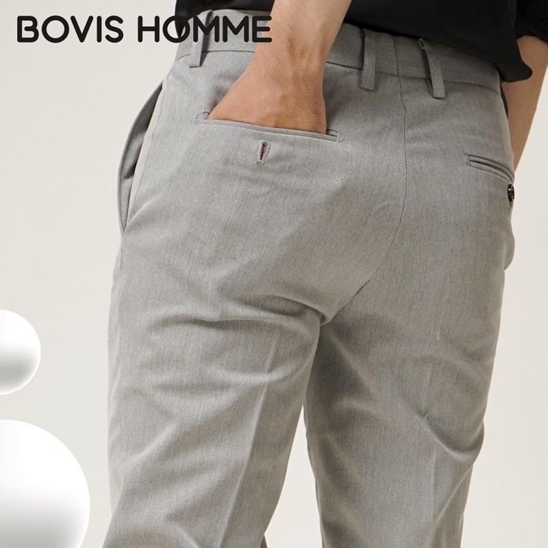 Quần tây nam Bovis Homme, mã QT122, màu xám nhat, form slim, chất liệu 95% cotton 5% spandex, mặt vải dày dặn, đứng form