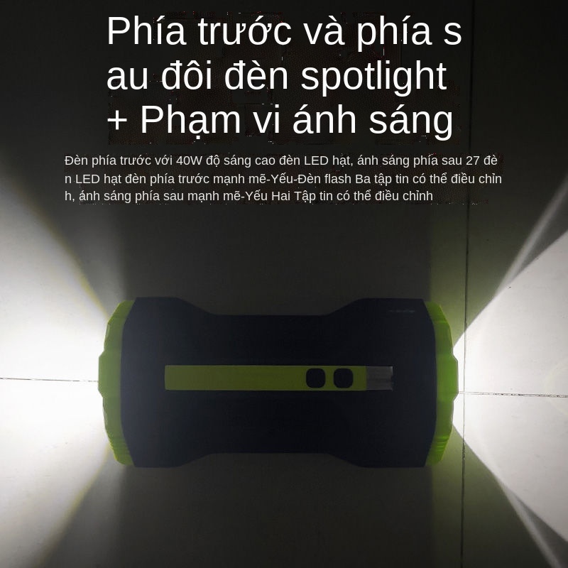 ™Kang Ming Đèn pin LED ánh sáng mạnh có thể sạc lại đèn đánh cá ngoài trời tầm xa 5000 mét Đèn soi di động siêu sáng 40W