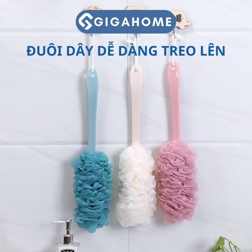 Cây Bông Tắm Chà Lưng Cán Dài GIGAHOME Tạo Bọt, Tẩy Da Chết Tiện Lợi 5009