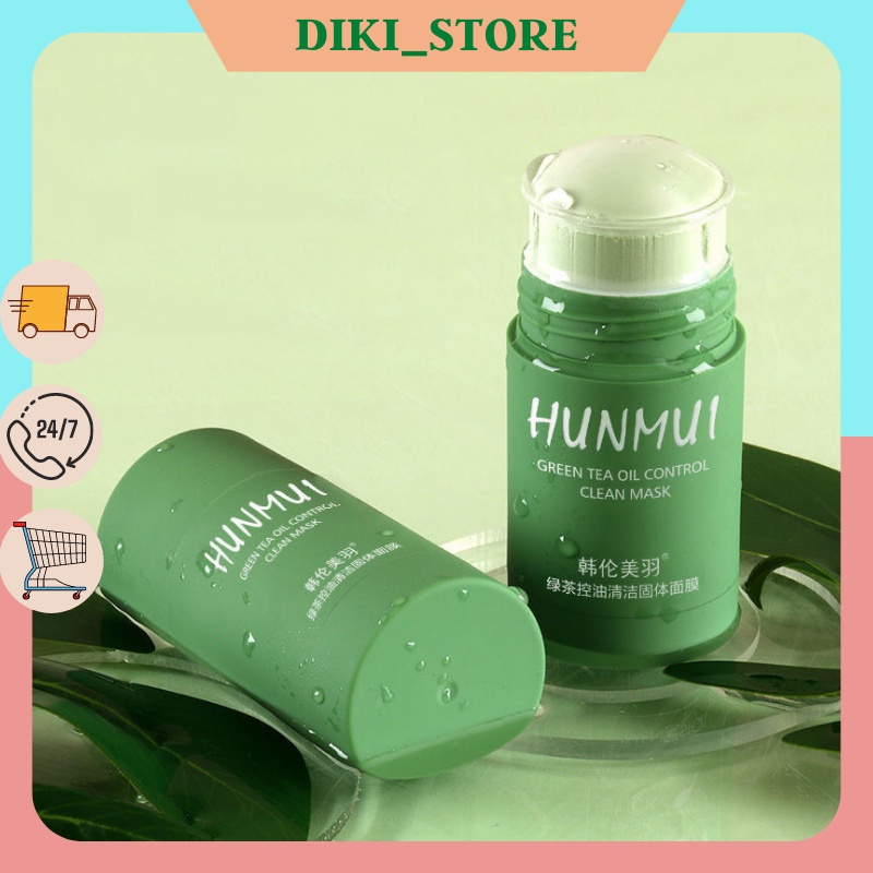 Mặt nạ bùn đất sét trà xanh bơ rau má giảm mụn làm sạch lỗ chân lông sáng da Hunmui 40g