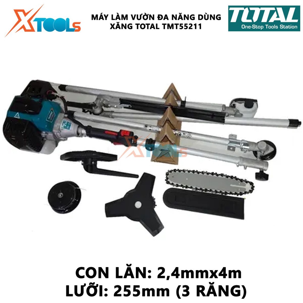 Máy làm vườn đa năng dùng xăng TOTAL TMT55211 | Dung tích bình nhiên liệu 1200ml, động cơ 2 thì mạnh mẽ -