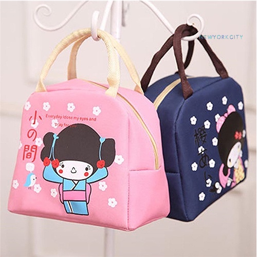 Túi Đựng Hộp Cơm Cách Nhiệt Chống Thấm Nước In Họa Tiết Hoạt Hình Kiểu Nhật Bản Dễ Thương