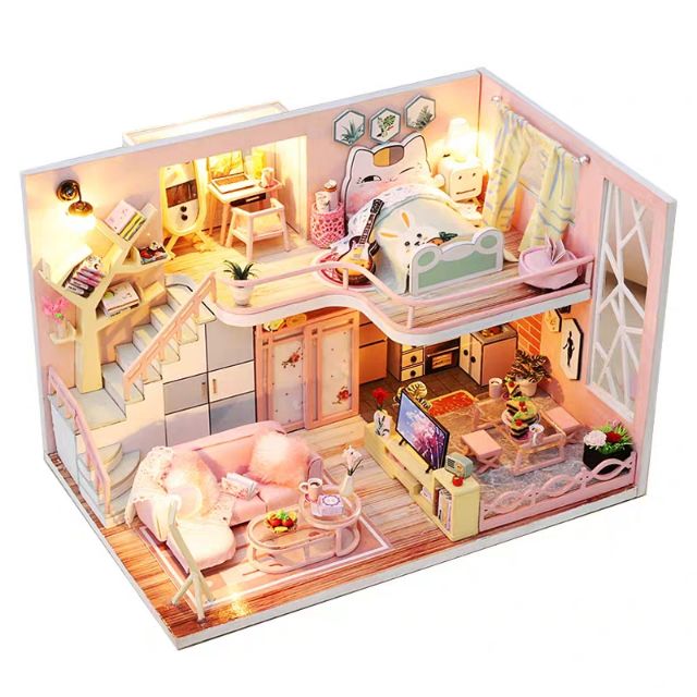 Kèm Mica và keo dán – Mô hình nhà gỗ búp bê Dollhouse DIY – M026A Flower Story