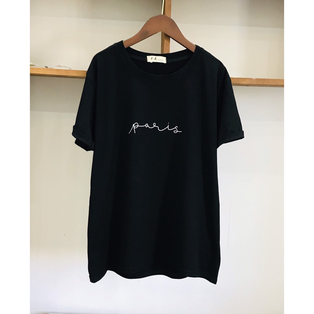 Áo thun Unisex màu Đen Trắng trơn cá tính THUS cổ tròn from rộng chất Cotton xịn A1A01