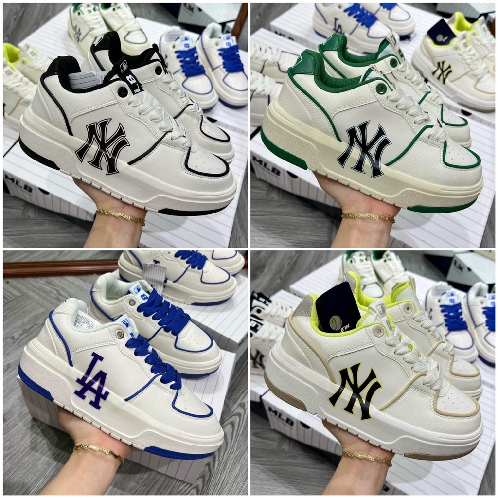 Giày MLB Chunky Liner New York Yankees White Black, Giày Sneaker MLB Chunky NY Đen Hàng Chuẩn Full Box