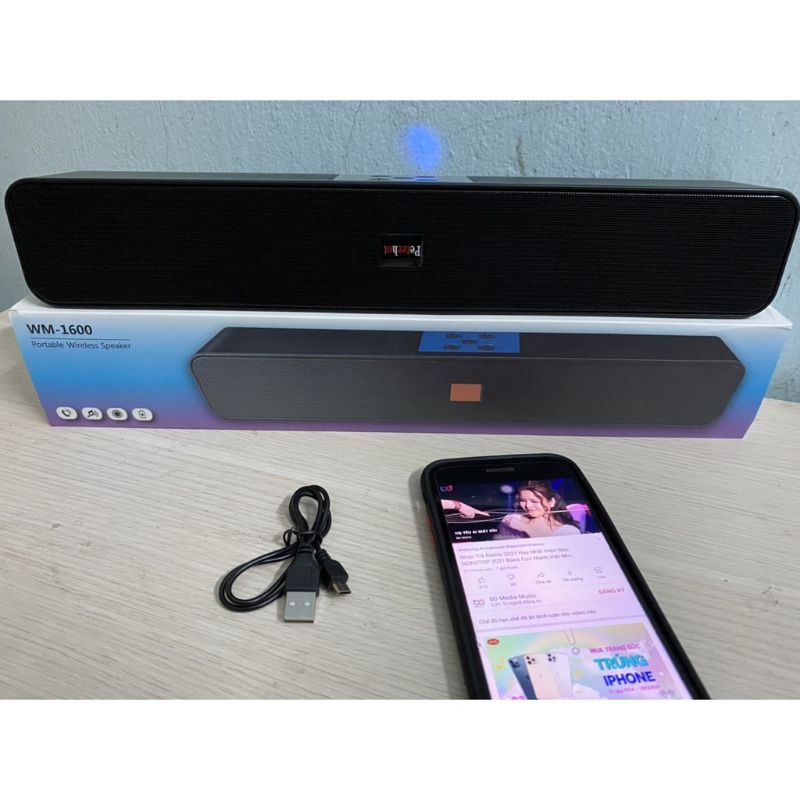 Loa Bluetooth 5.0 Super BASS WM -1600, Kết hợp 4 loa in 1, Bass -Âm thanh vòm 3D Treble Siêu ấm