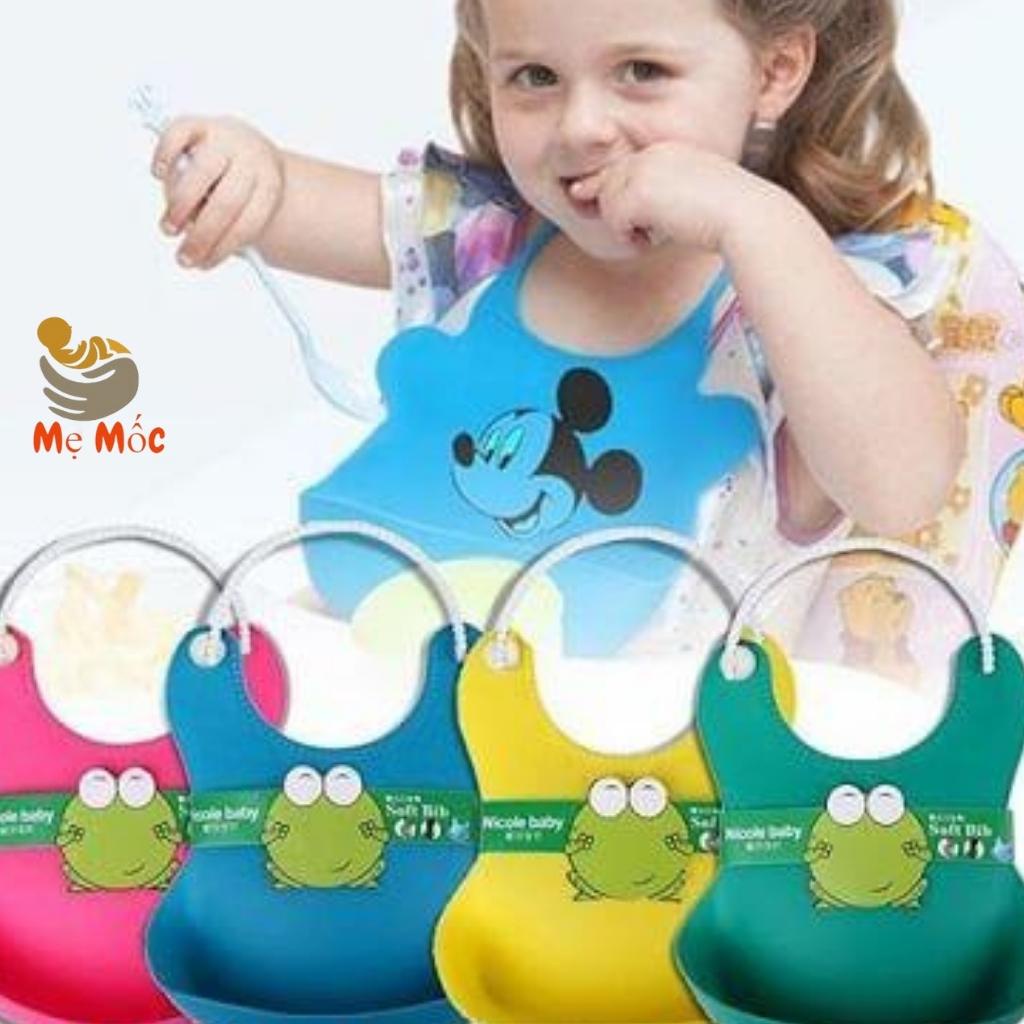 Yếm máng ăn dặm cho bé - Yếm ăn dặm có máng Silicon - Tiện gọn chống bẩn chống rơi vãi ,YM