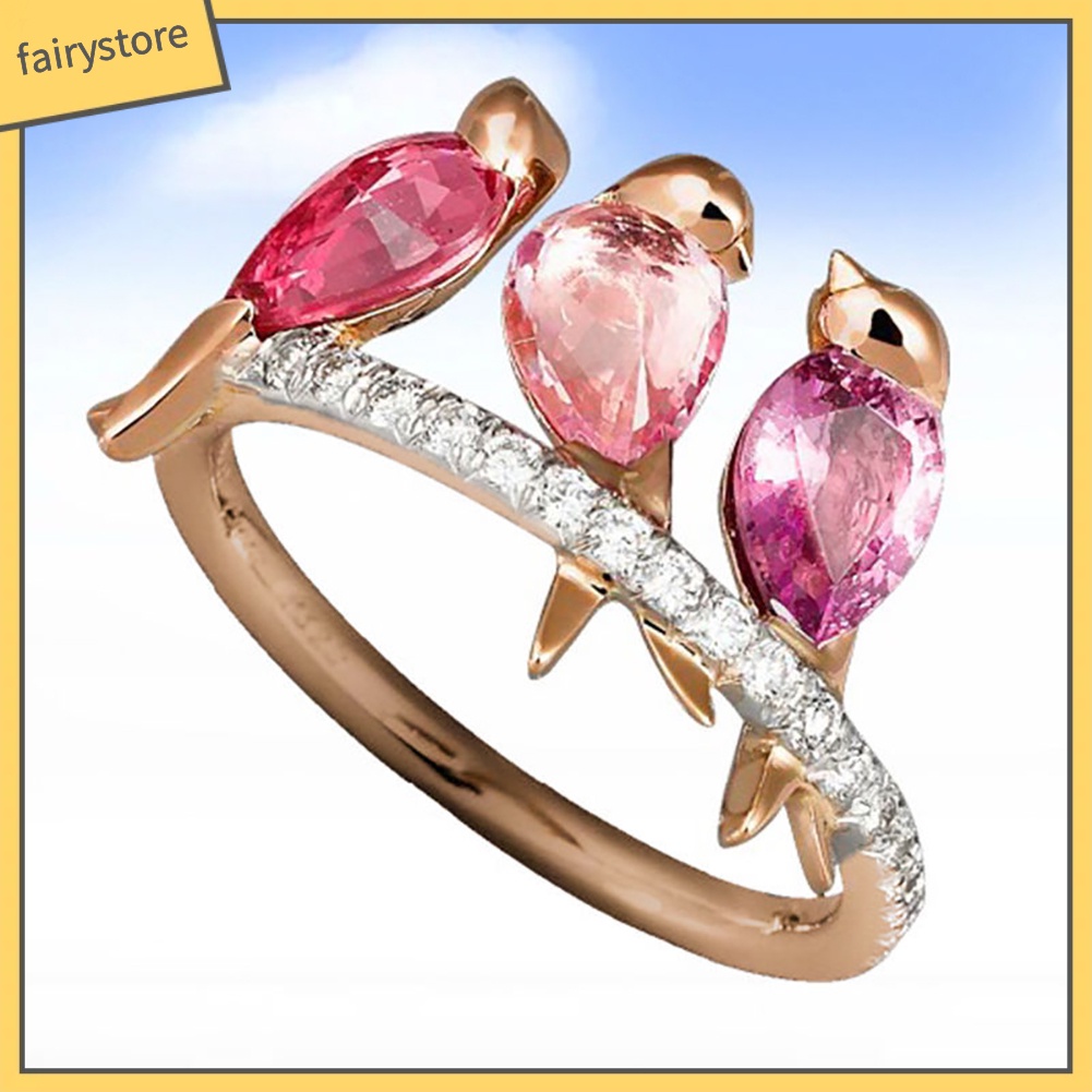 Nhẫn hình con chim đính pha lê thời trang dành cho nữ