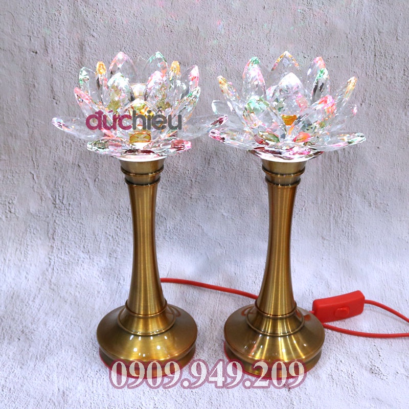 Đèn thờ hoa sen pha lê cao cấp thân kim loại STV, đèn thờ phật, mẹ quan âm  – Đức Hiếu Shop