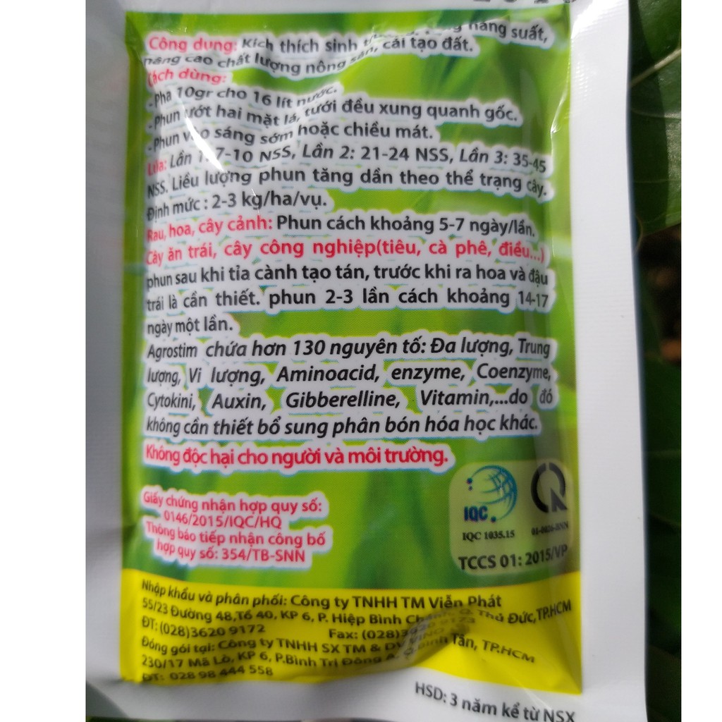 (1 hộp) Phân Bón Lá Agrostim (ECOTECH LLC - Hoa Kỳ), Phân Hữu Cơ sinh học đa lượng, trung lượng, vi lượng