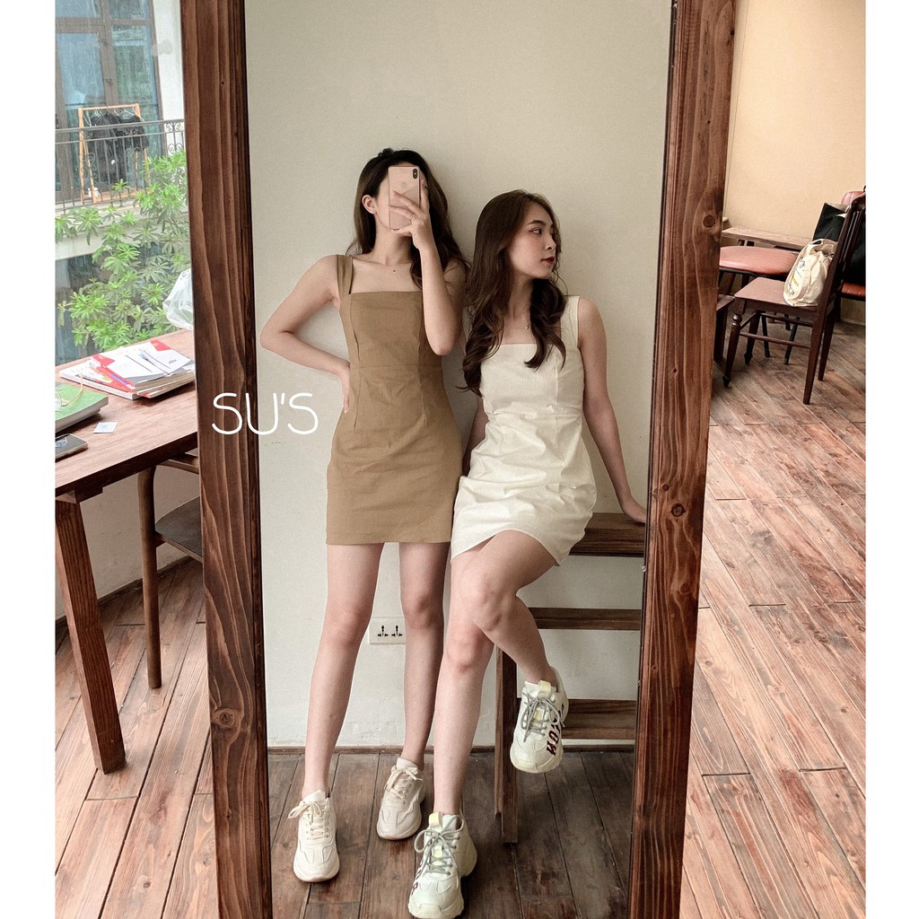 [Mã SKAMA06 giảm 8% tối đa 50K đơn 250K] Váy 2 dây bản to trơn thô mềm chun lưng V500 SUSTORE | BigBuy360 - bigbuy360.vn