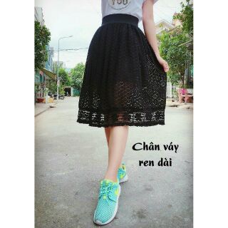 Chân váy ren dáng dài vải bao đẹp - ảnh thật