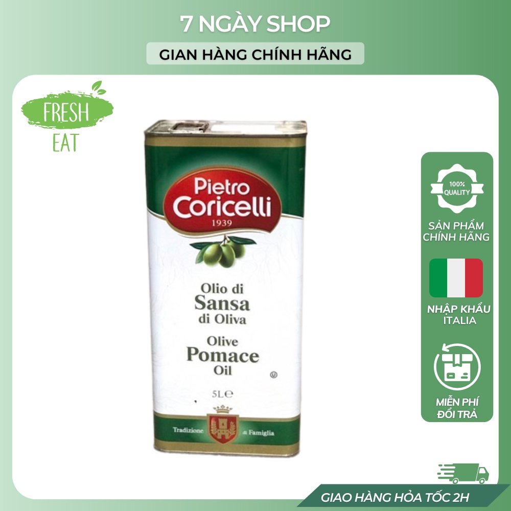 Dầu Oliu Pietro Coricelli Pomace 7NgayShop 5000ml Nhập Khẩu Ý Date 2025, Dầu Olive Nguyên Chất Cao Cấp Eat Clean