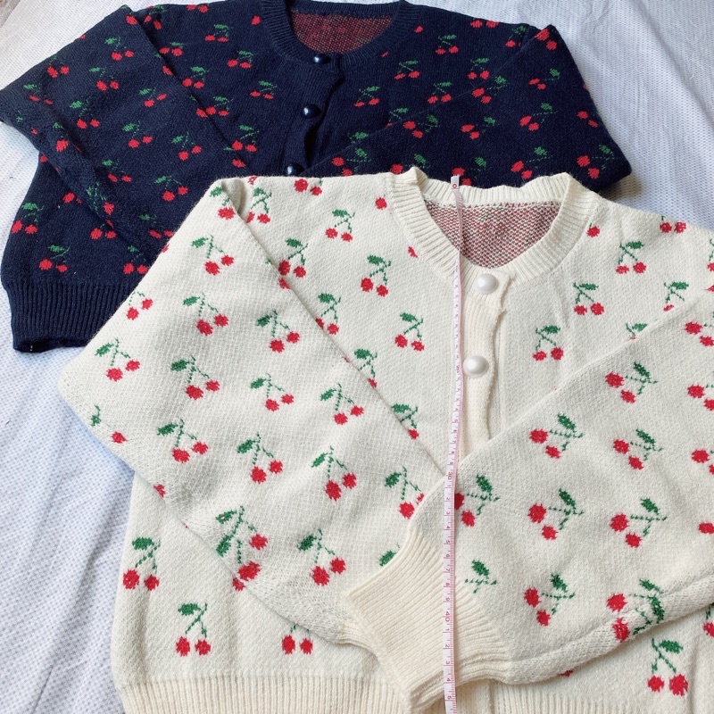 cardigan nữ áo khoác len hàn quốc croptop cổ chữ v - 111