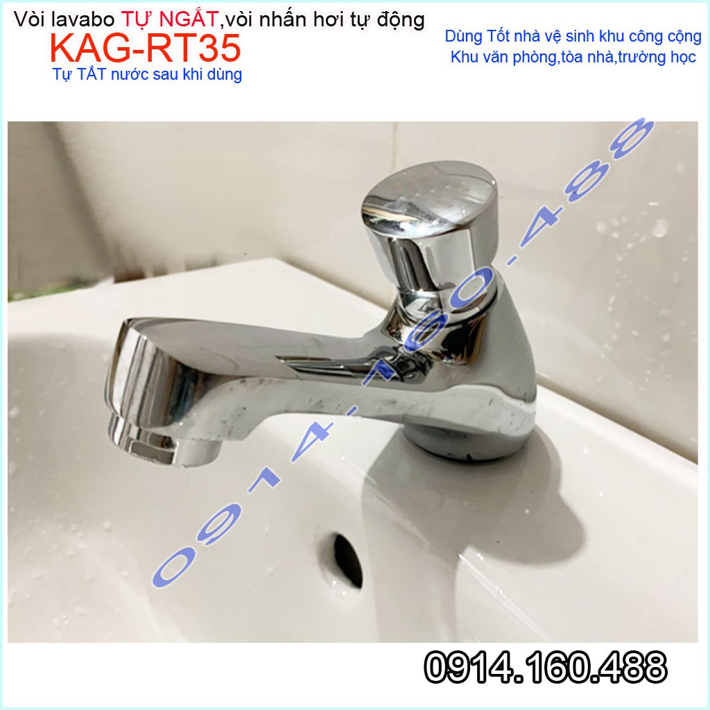 Vòi lavabo tự ngắt nước KAG-RT35, Vòi bán tự động- ấn tay tự động tắt nước tiêt kiệm nước tốt sử dụng tốt