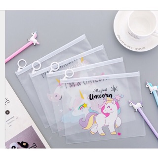 Túi bút trong suốt ngựa unicorn mab54