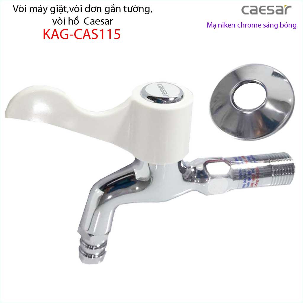 Vòi lạnh gắn tường Caesar KAG-CAS115 có mỏ, vòi xả nước máy giặt tay gạt xả nước mạnh sử dụng tốt siêu bền