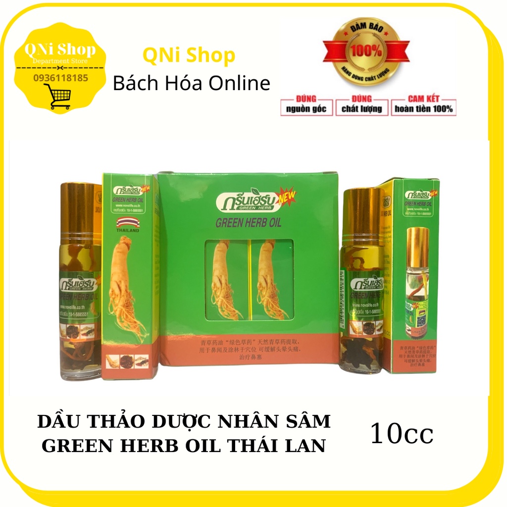 [Mẫu Mới Chính Hãng ] Dầu Nhân Sâm Thái Lan Dạng Lăn Ginseng Green Herb Oil 10cc