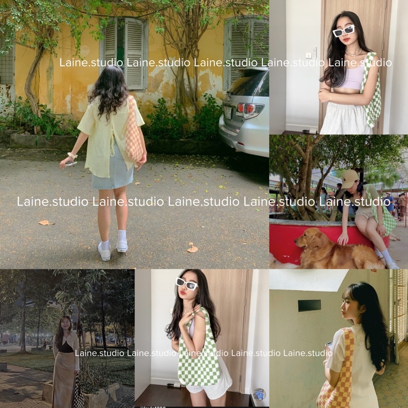 CHECKERED BAG. TÚI CARO LEN MÓC