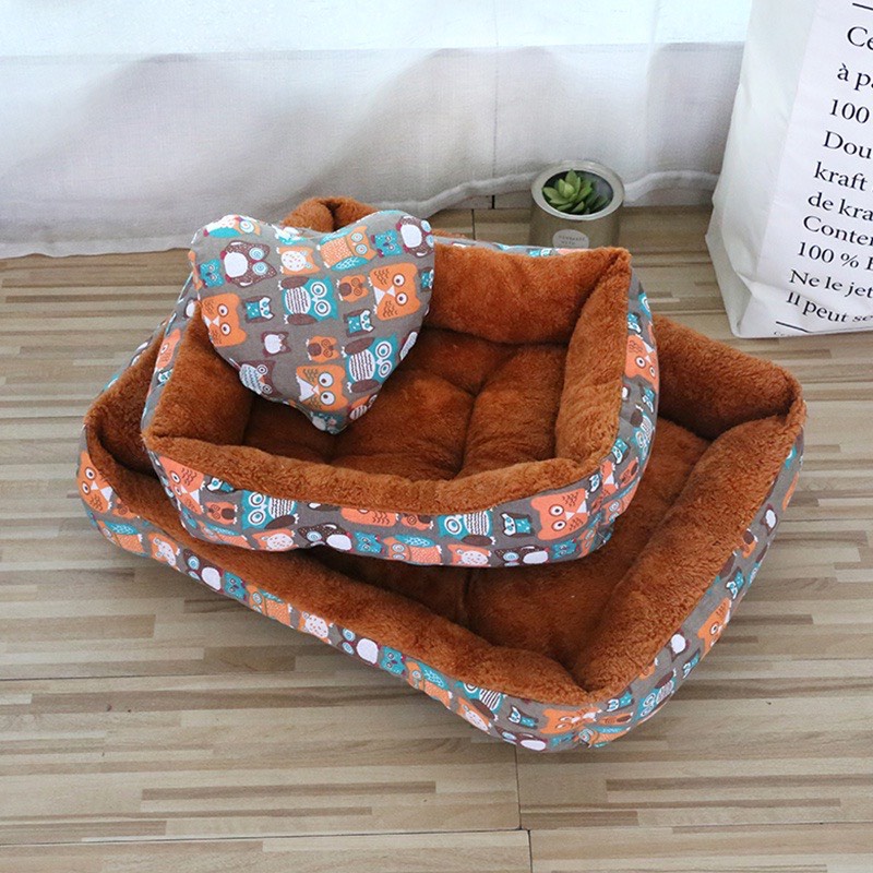 Ổ đệm cho chó mèo kèm gối trái tim cao cấp đế chống thấm chống trượt, ổ đệm chó mèo