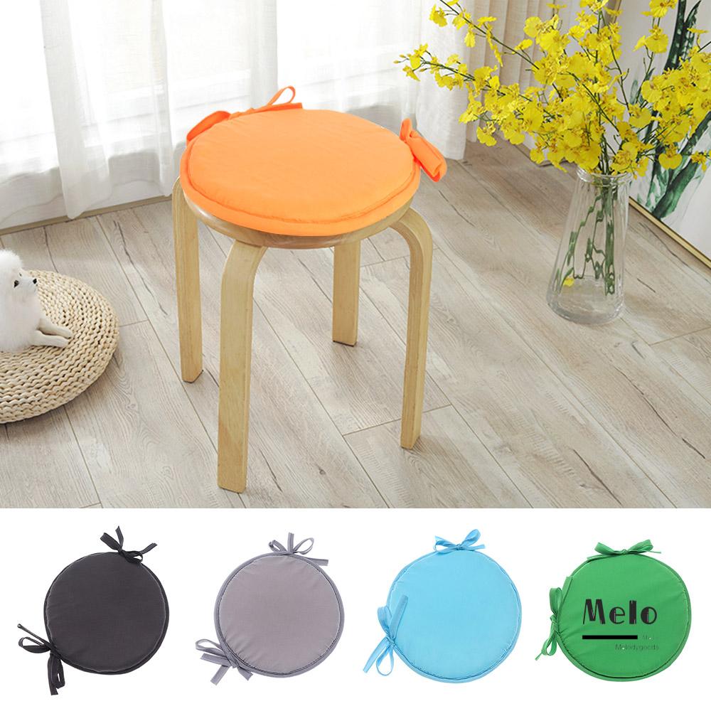 MELODG 30-38cm Chair Pads Solid Color Kitchen Office Dining Seat Cushion Tie-on Removable Outdoor Round Sofa Car/Multicolor