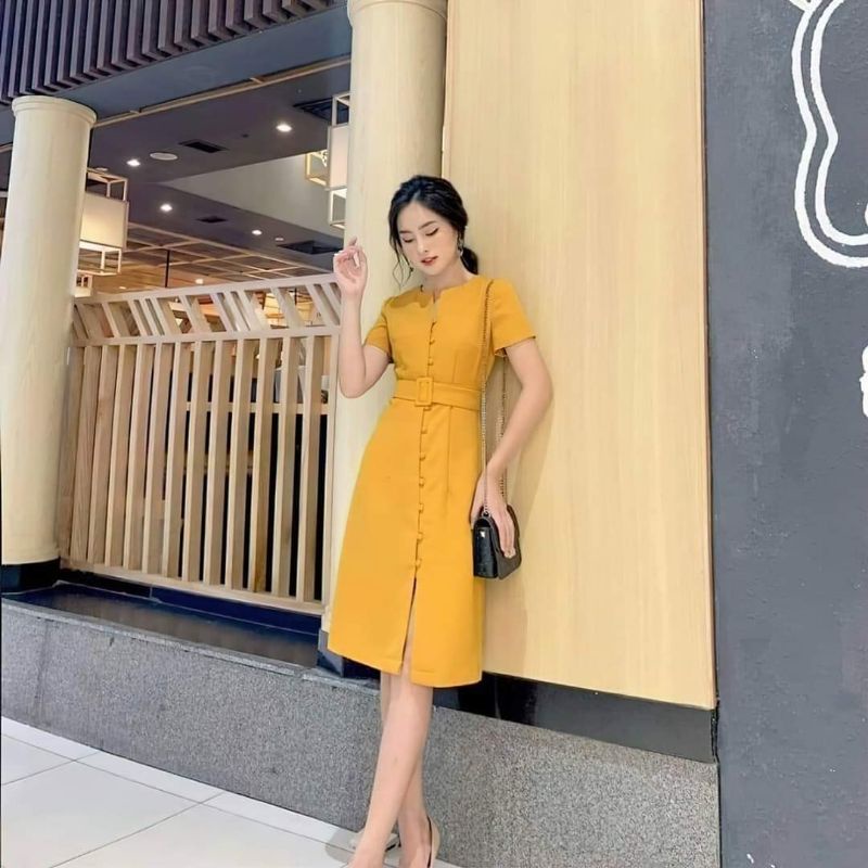 Đầm Công Sở Phong Cách Năng Động, Hiện Đại - Gam Màu Vàng Tươi Trẻ, Rạng Ngời