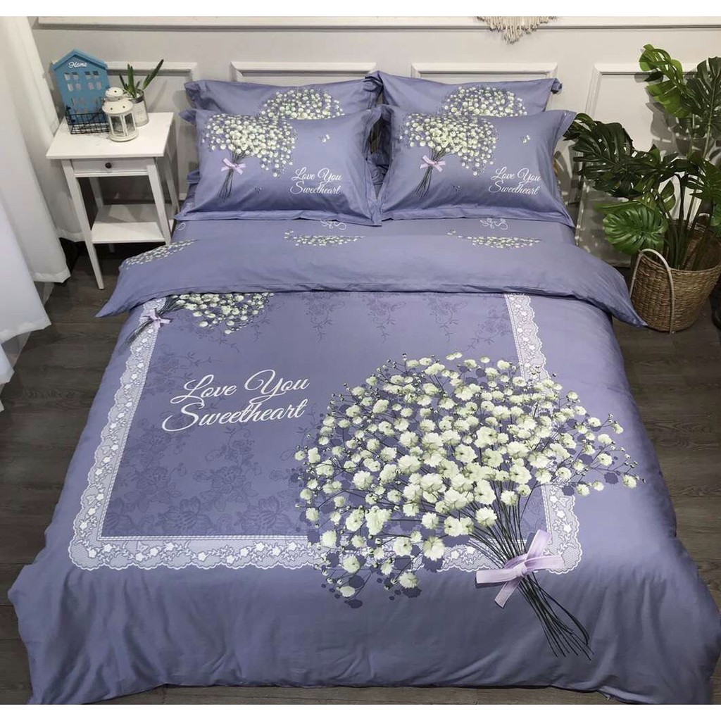 Bộ Drap Giường 100% Cotton Hoa Đính Cực Sang (inbox chọn hoạ tiết) 1Mx2M,1M2x2M,1M4x2M,1M6x2M,1M8x2M