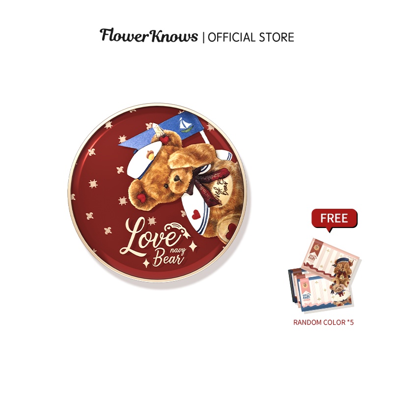 Phấn nén Flower Knows dòng Love Bear kiểm soát dầu kháng nước lâu trôi 110g Shell Only