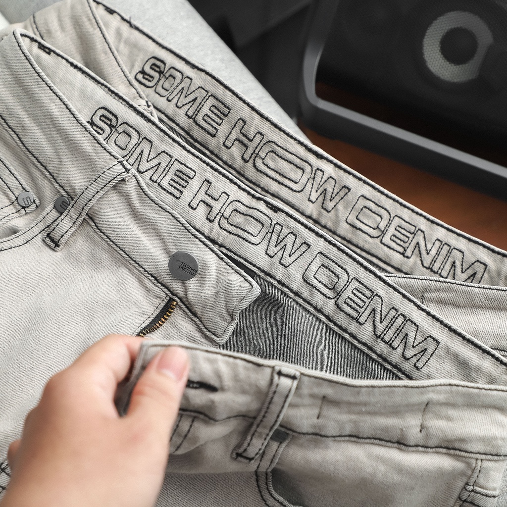 Quần Jean Nam SlimFit Moss Grey , Chất Vải Cotton Pha Spandex Thoải Mái , QJ004277 ,SOMEHOW