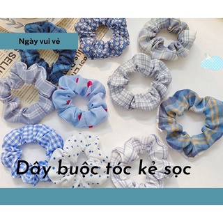 Dây buộc tóc màu xanh cột tóc nhiều hình