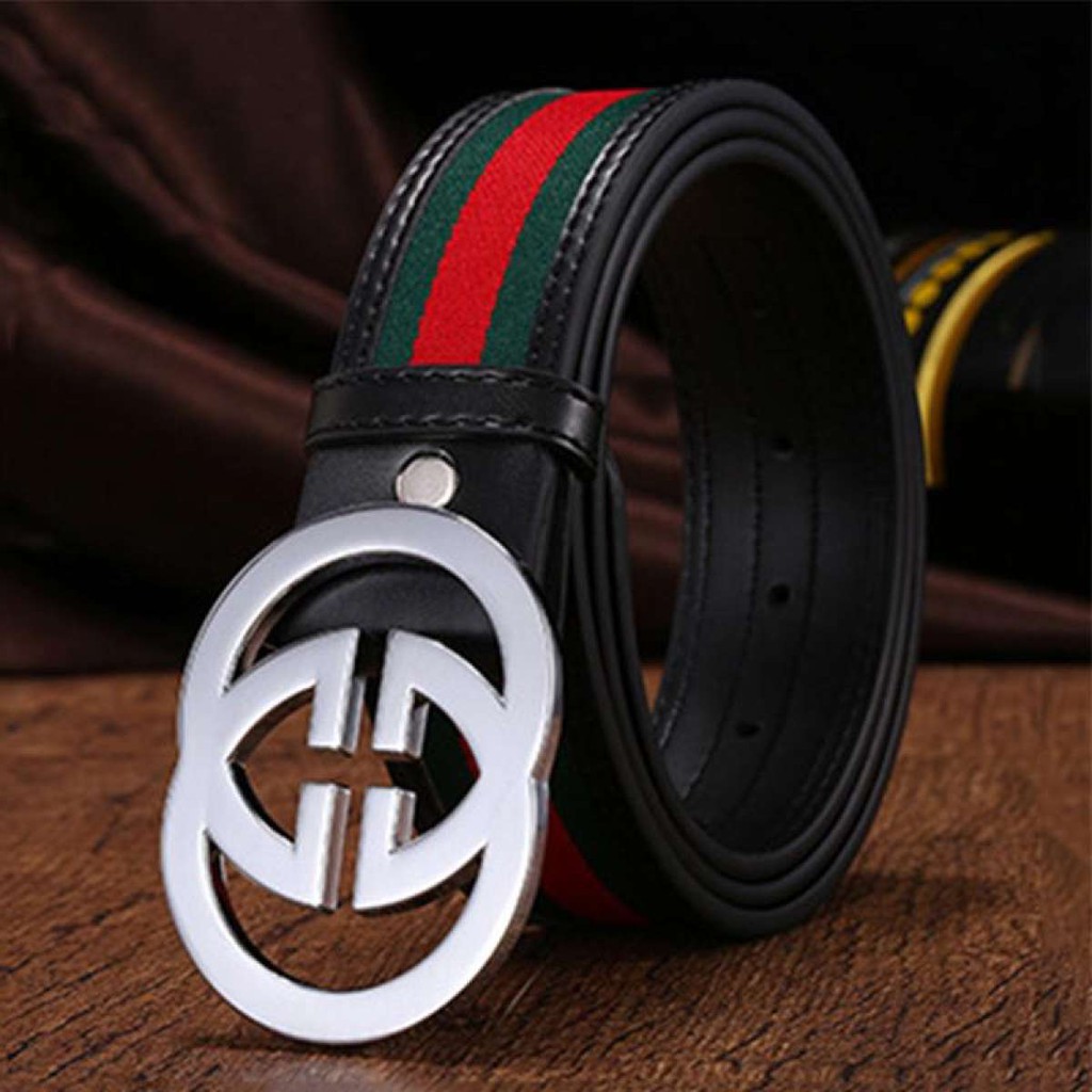 Thắt lưng Hàng Hiệu GG - Dây lưng sọc xanh đỏ ( dây mầu đen )