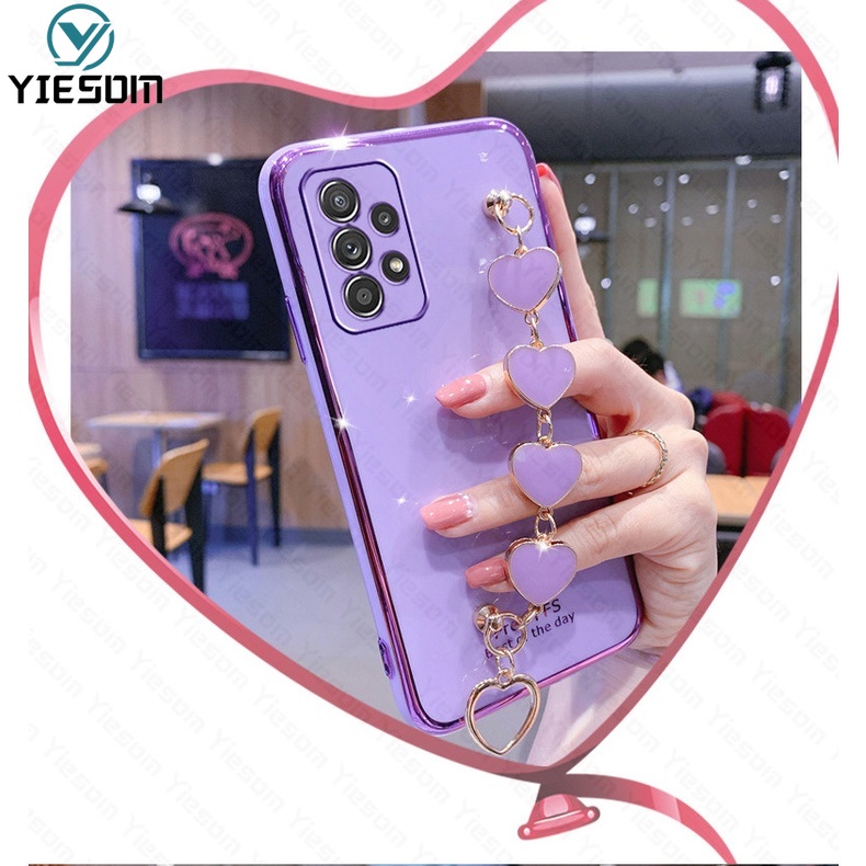 Ốp Điện Thoại Mạ Sang Trọng Có Dây Đeo Cổ Tay Cho Samsung Galaxy A13 A23 A33 A53 A73 A32 A52 A52S A72 A12 A22 M52 M23