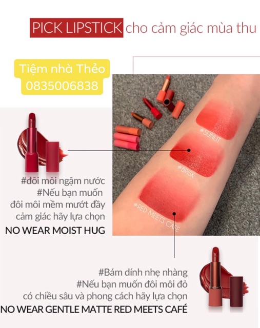 Son Espoir No Wear Moist Hug mới 2019 [Sale chỉ 250K]