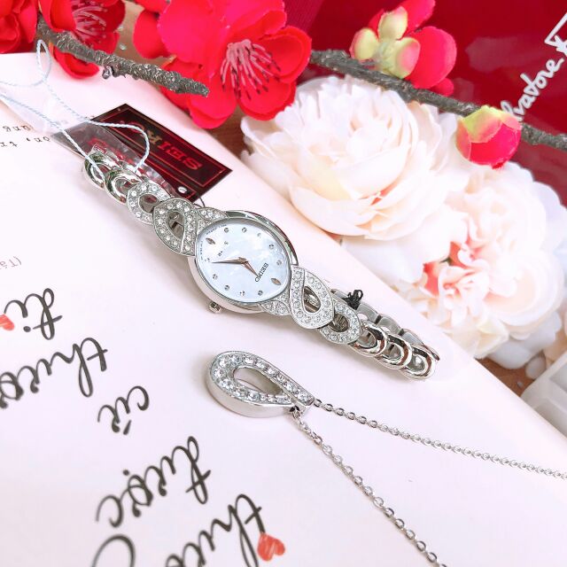Set Đồng hồ nữ SEIKO SUP367 mặt oval