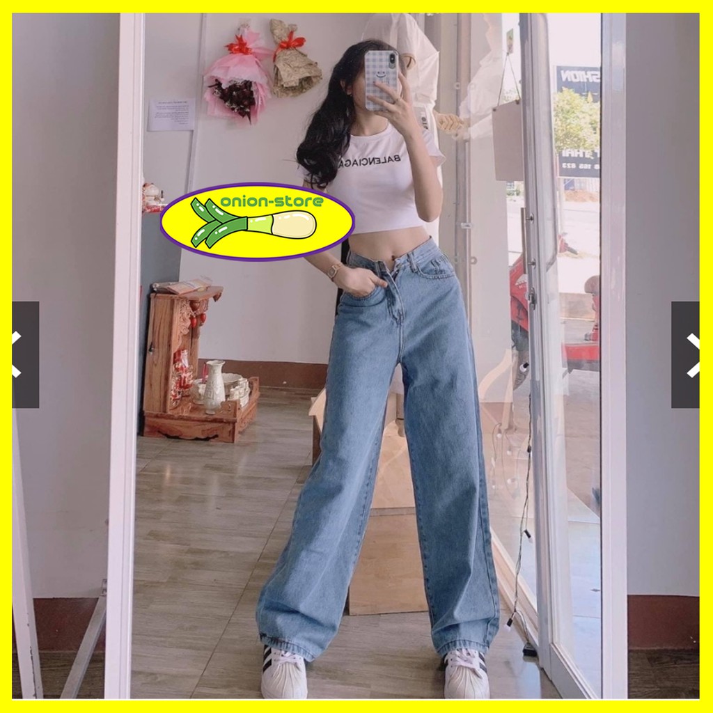 Quần Jean Ống Rộng-Chất Liệu Jean Không Giãn,Màu Xanh Nhạt-SIMPLE JEAN Unisex | BigBuy360 - bigbuy360.vn