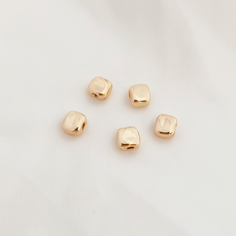 Hạt Xỏ Bằng Đồng 14K Hình Vuông Tròn Nhiều Màu Sắc Dùng Làm Trang Sức DIY