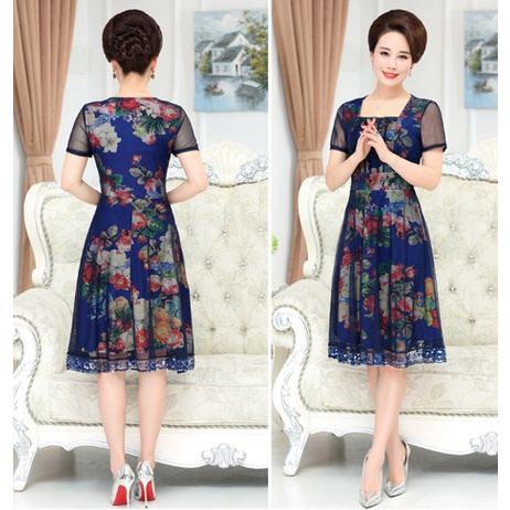 Váy Đầm Dự Tiệc Trung Niên Nữ Cao Cấp V10 - Áo Đầm Dạ Hội Cho Mẹ Đẹp Sang Trọng Thời Trang cho người lớn tuổi Bigsize
