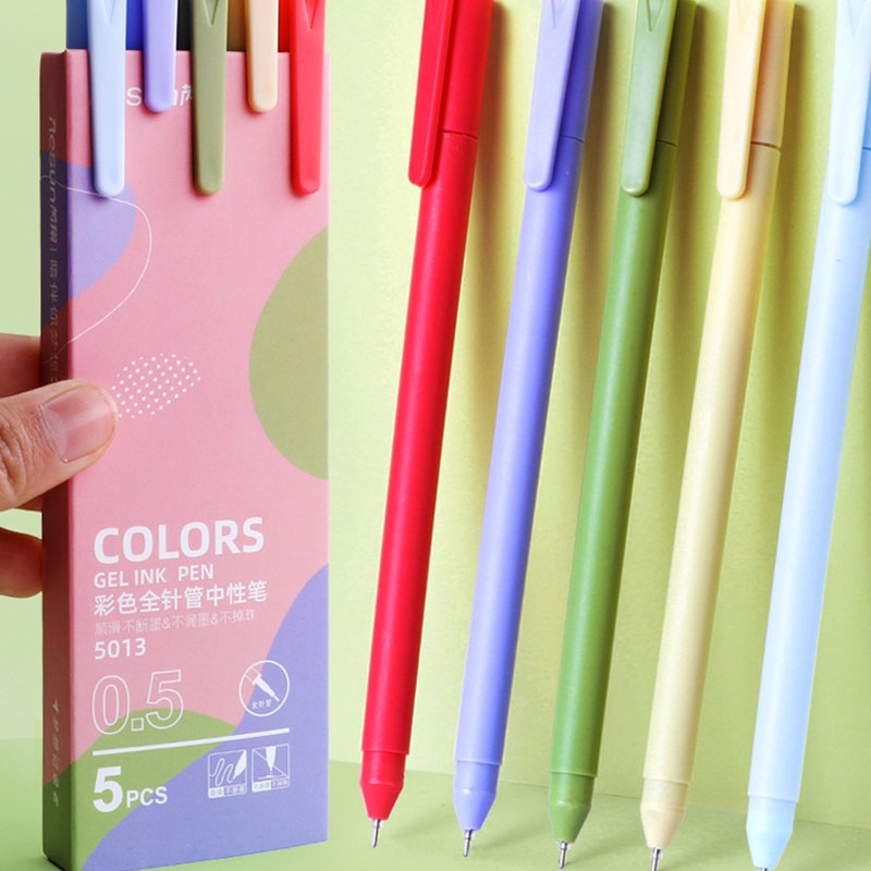 Set 5 bút bi nhiều màu sắc kiểu dáng đơn giản