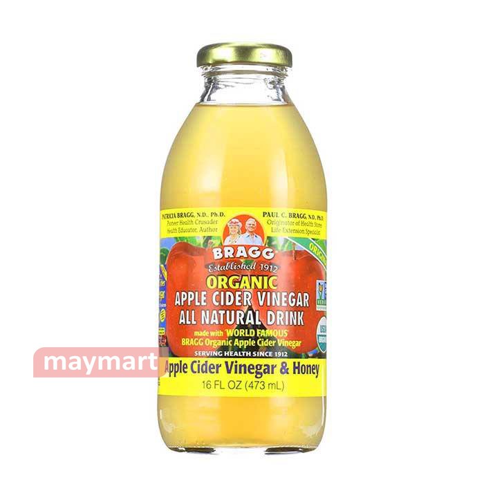 [Tặng ống hút thủy tinh] Giấm táo mật ong hữu cơ Bragg 473ml