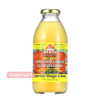 [Tặng ống hút thủy tinh] Giấm táo mật ong hữu cơ Bragg 473ml