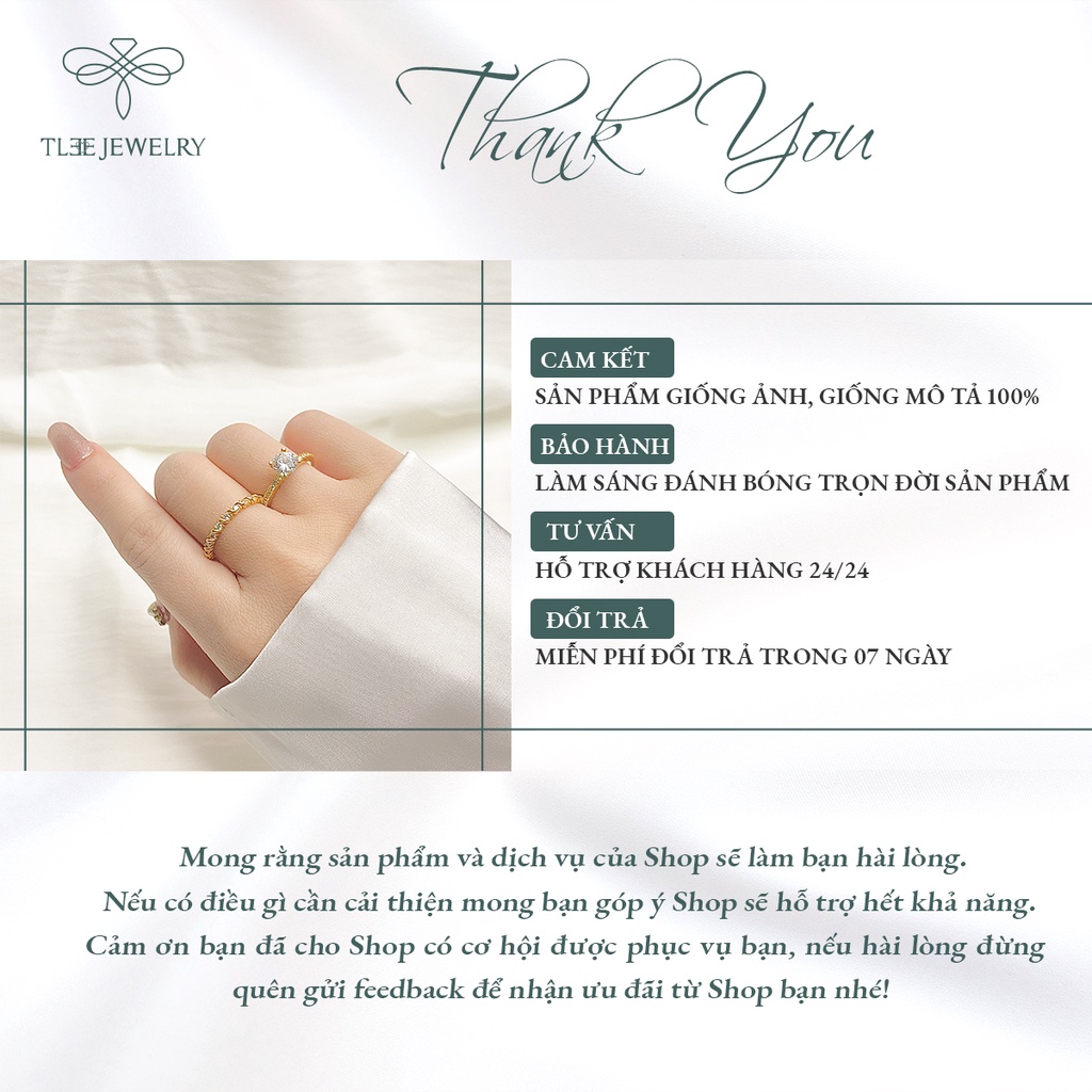 Nhẫn bạc nữ TLEE đá bốn chấu mạ vàng 14k nạm đá cao cấp NCJ A0137