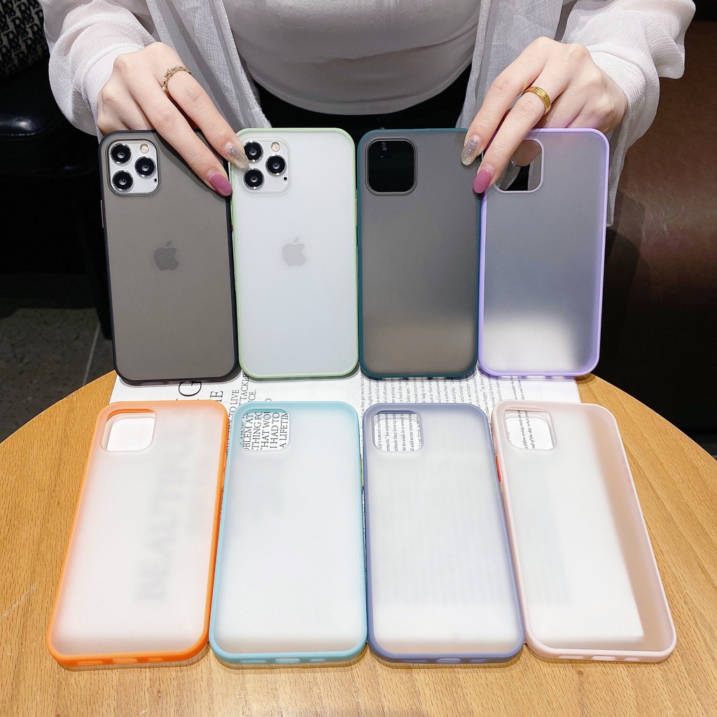 Ốp lưng màu xỉn chống sốc cho iPhone 11 Pro Max X XS XR 6 7 8 Plus SE 2020