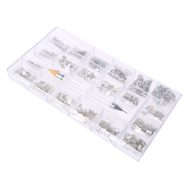 Hộp 8620 Hạt Kim Cương Giả Nhiều Hình Dạng Dùng Trang Trí Móng Tay DIY